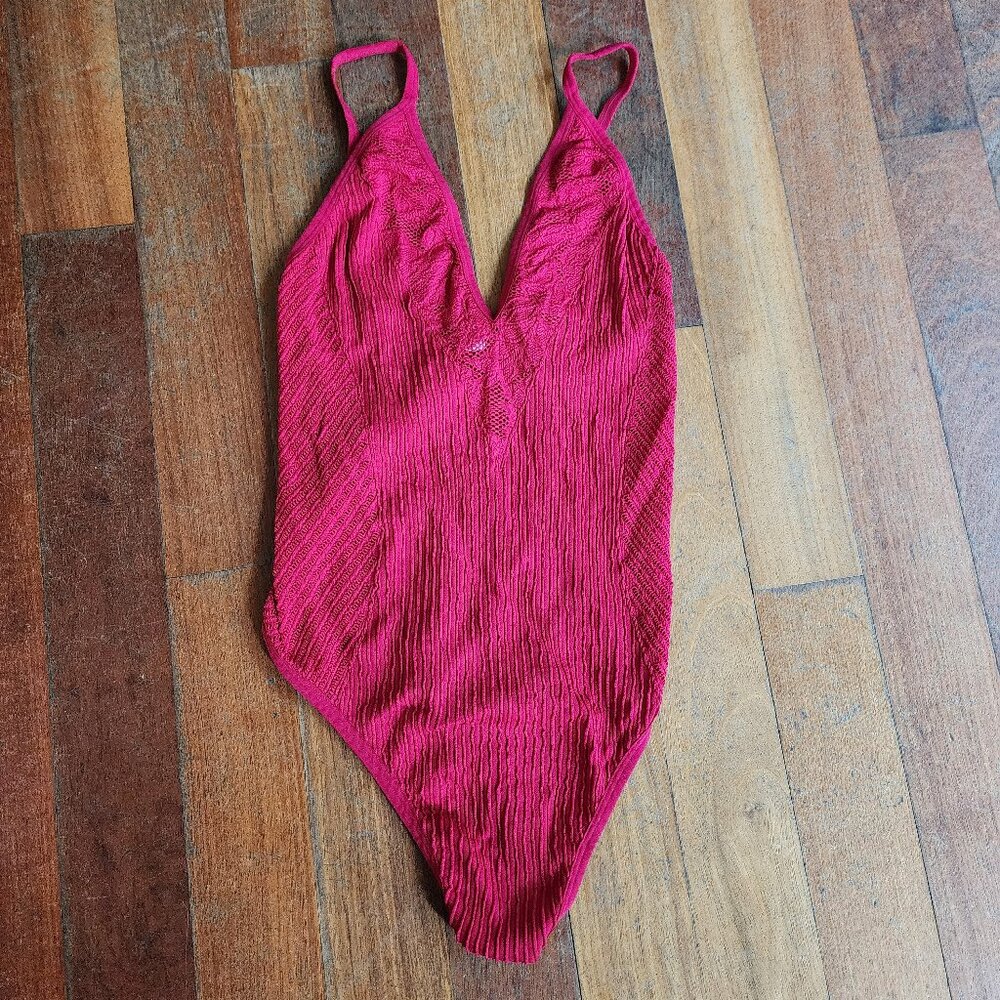 Colsie Red Lace Thong Bodysuit Size Large